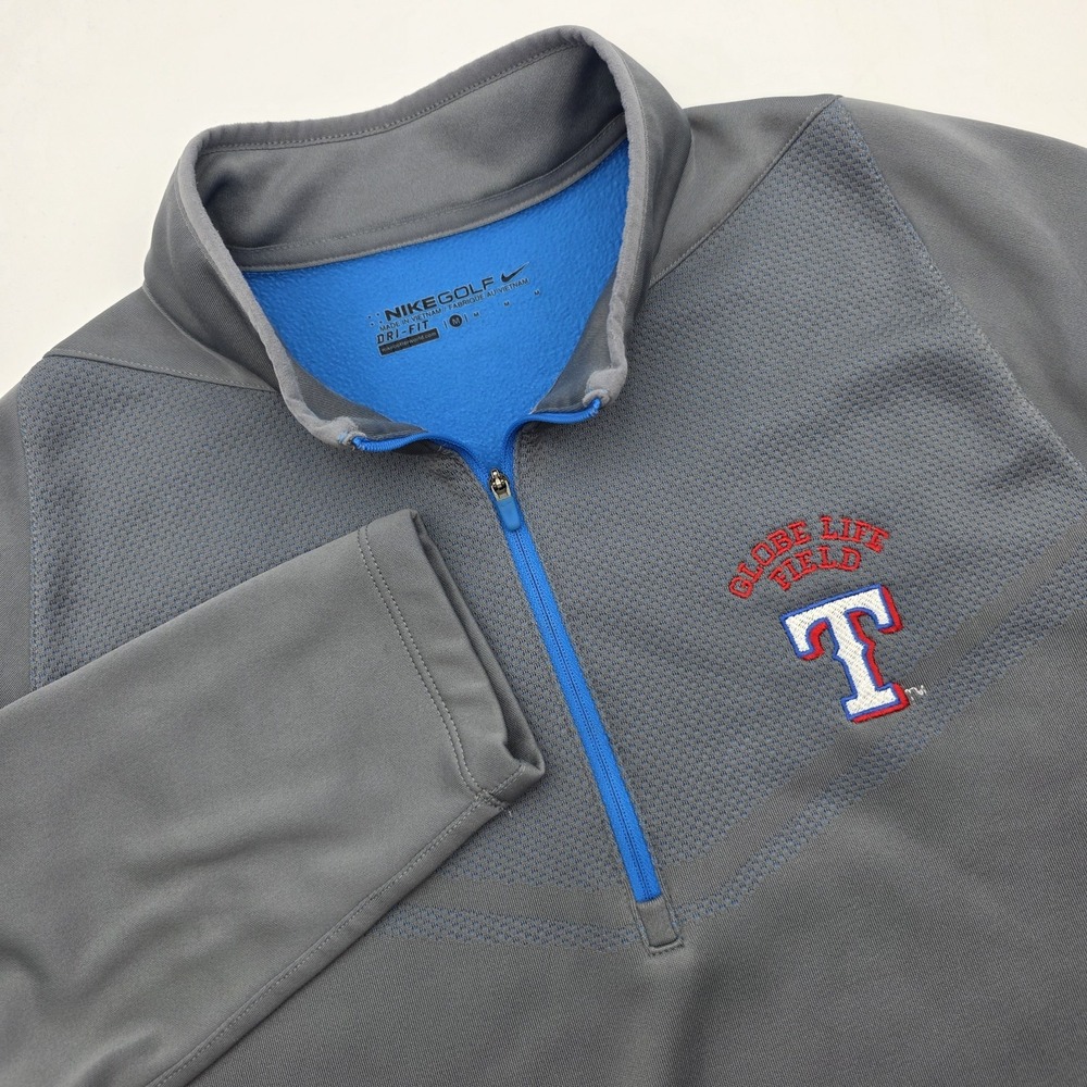 Nike Golf Therma-FIT Hypervis 1/4 Zip Gray Men M Texas‎ Rangers Globe Life Field